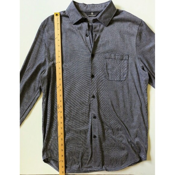 Hart Schaffner Marx Cotton Long Sleeve Button Down Shirt Navy Medium - Picture 6 of 8